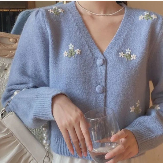 Floral Embroidered Women's Cardigan