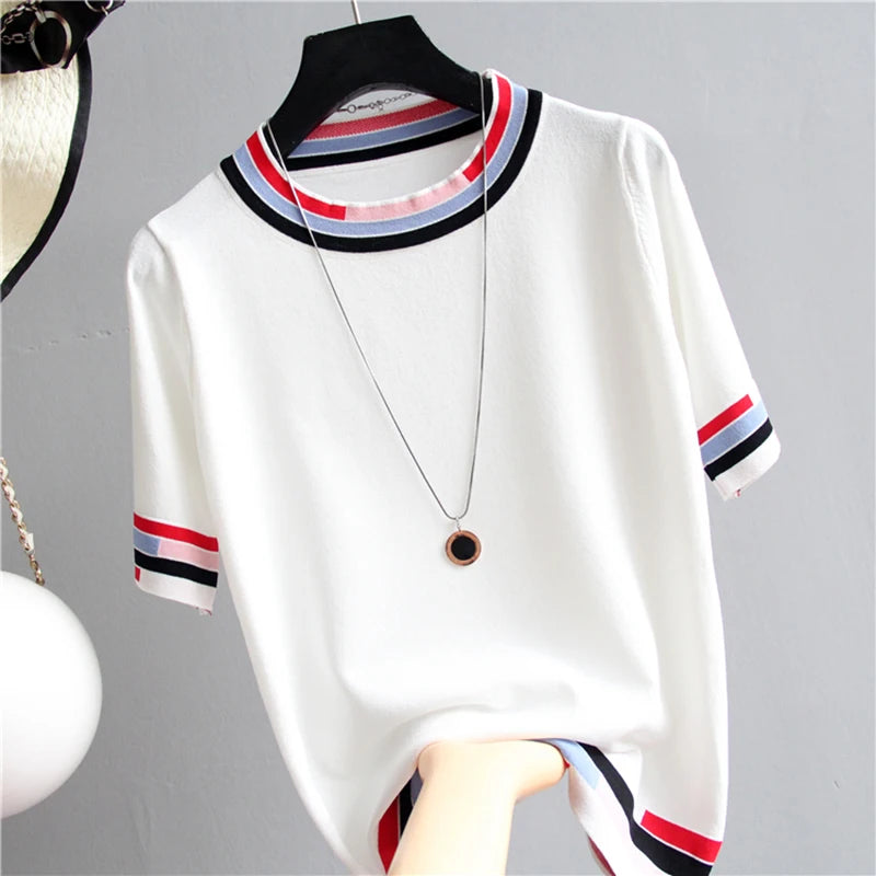 Striped Collar Casual Blouse