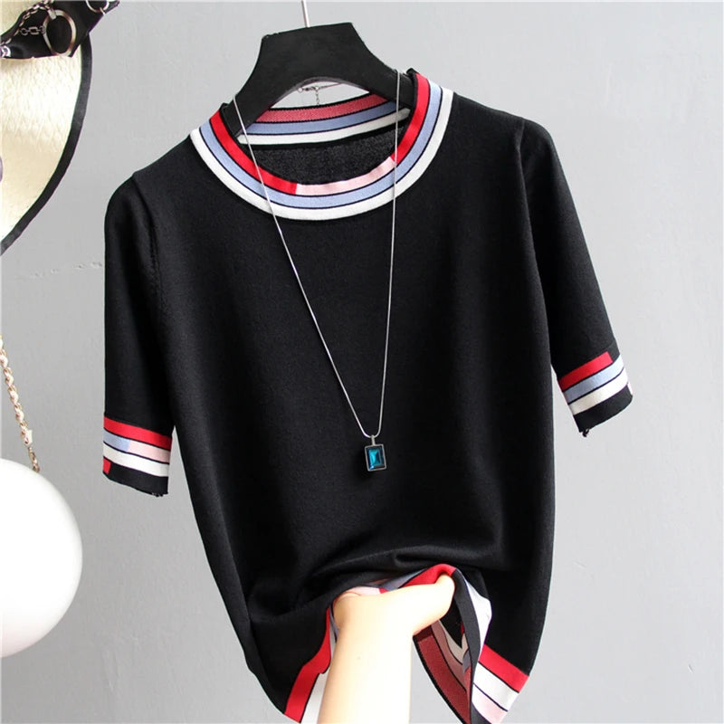 Striped Collar Casual Blouse