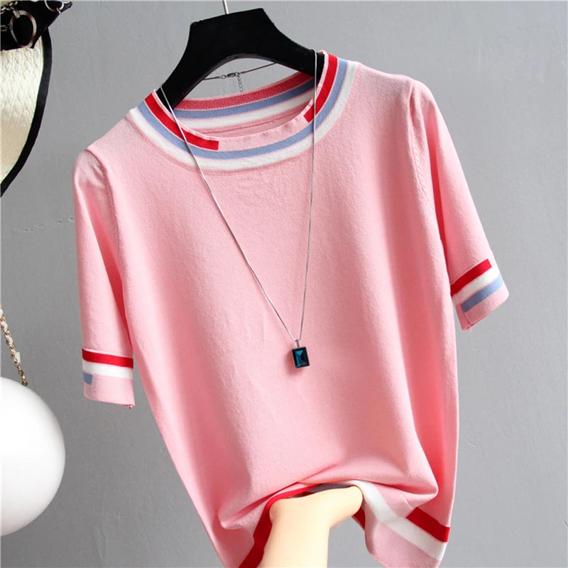 Striped Collar Casual Blouse